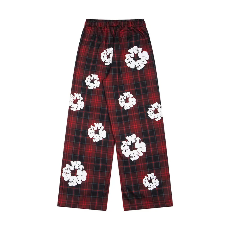 200💰D301# DENIM TEARS READYMADE foam kapok plaid casual pants 18 gray, red S-XL
